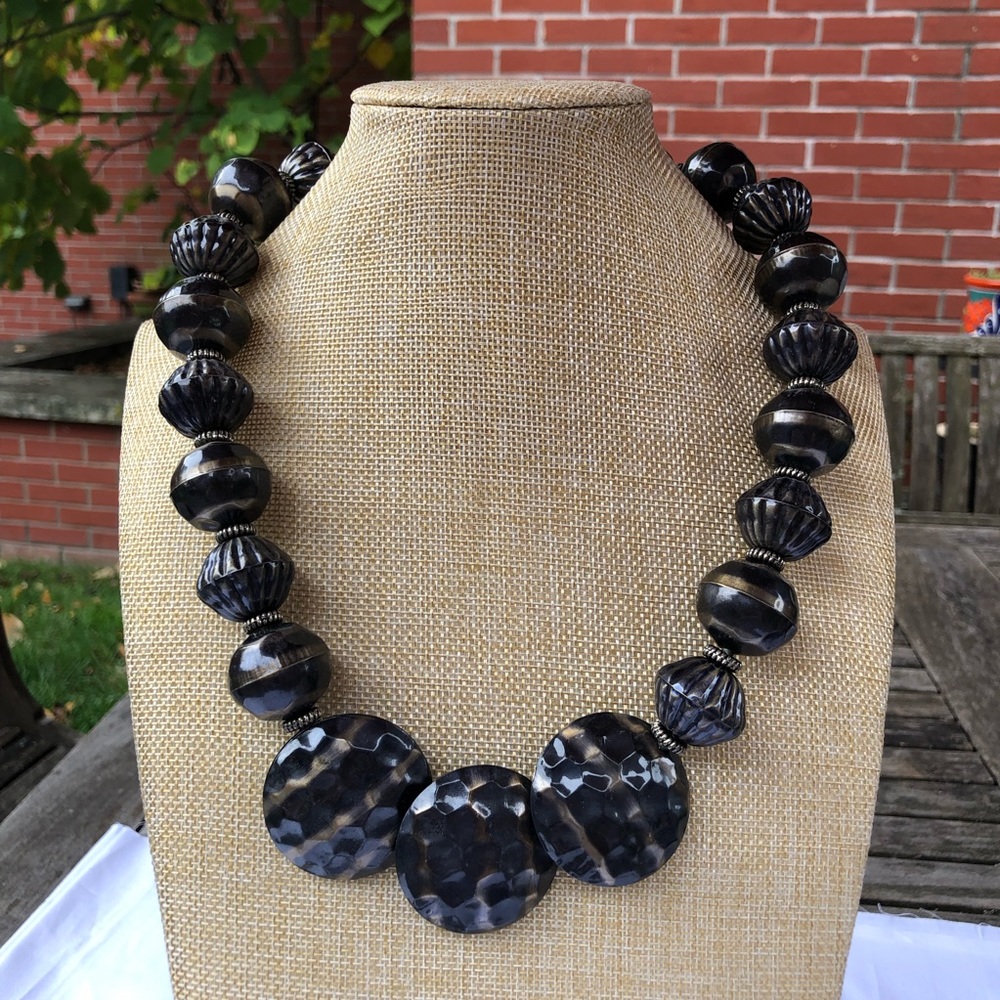 Black Orb Statement Necklace